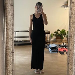 Black Slit Leg Cotton Maxi